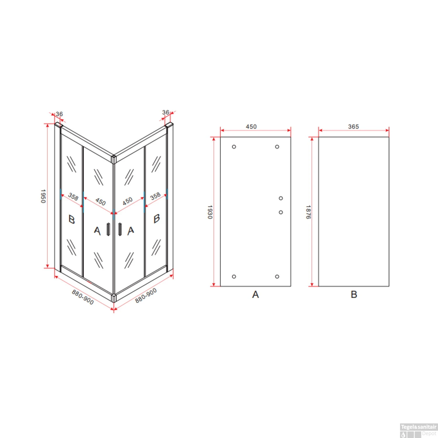 Douchecabine Boss & Wessing Aloni 90x90x195 Cm Chroom Profiel 4 Douchecabine Boss & Wessing Aloni 90x90x195 Cm Chroom Profiel - Afbeelding 2