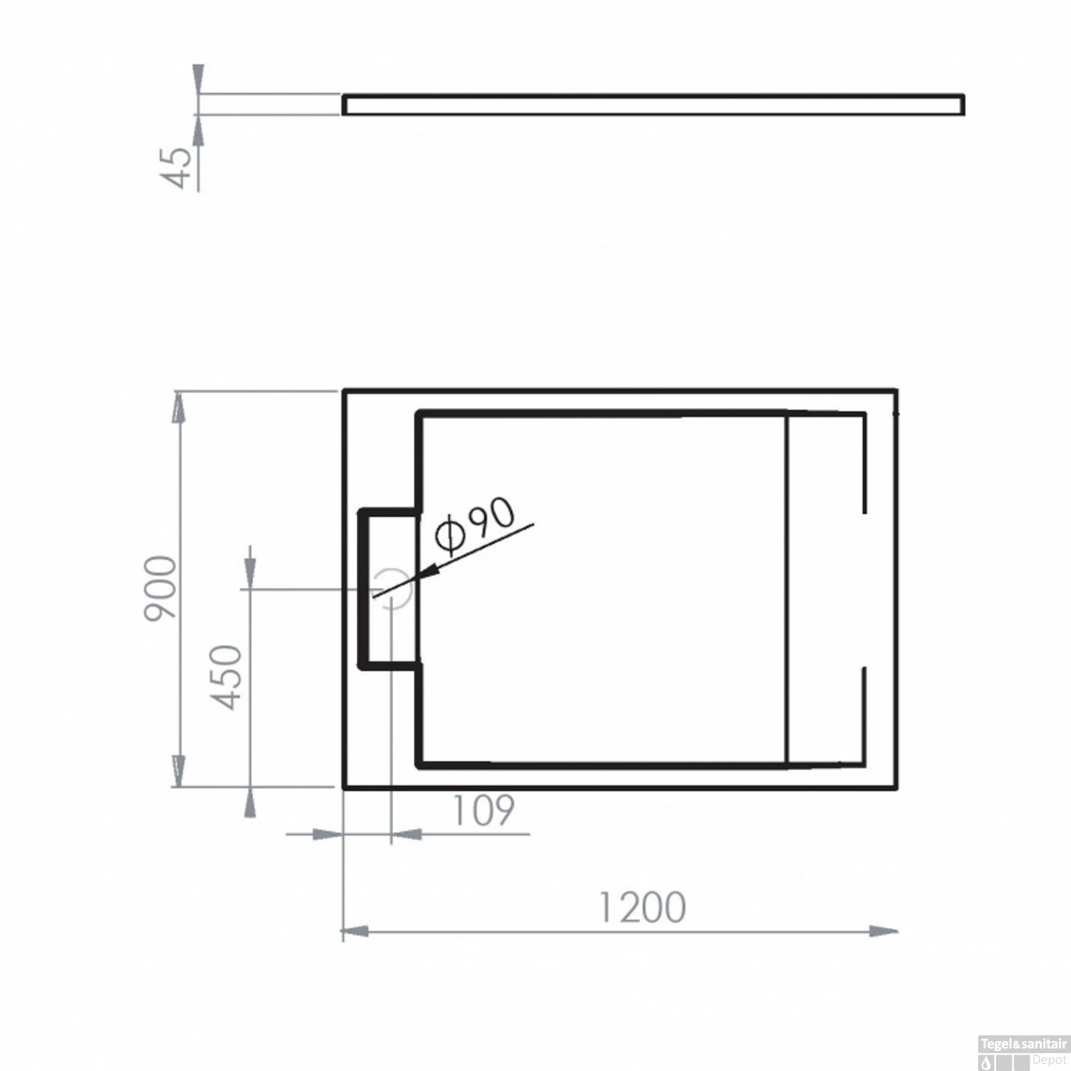 Douchebak Allibert Puretex Rechthoekig 120x90x4,5 Cm Glanzend Wit (afvoer Optioneel) 4 Douchebak Allibert Puretex Rechthoekig 120x90x4,5 Cm Glanzend Wit (afvoer Optioneel) - Afbeelding 2