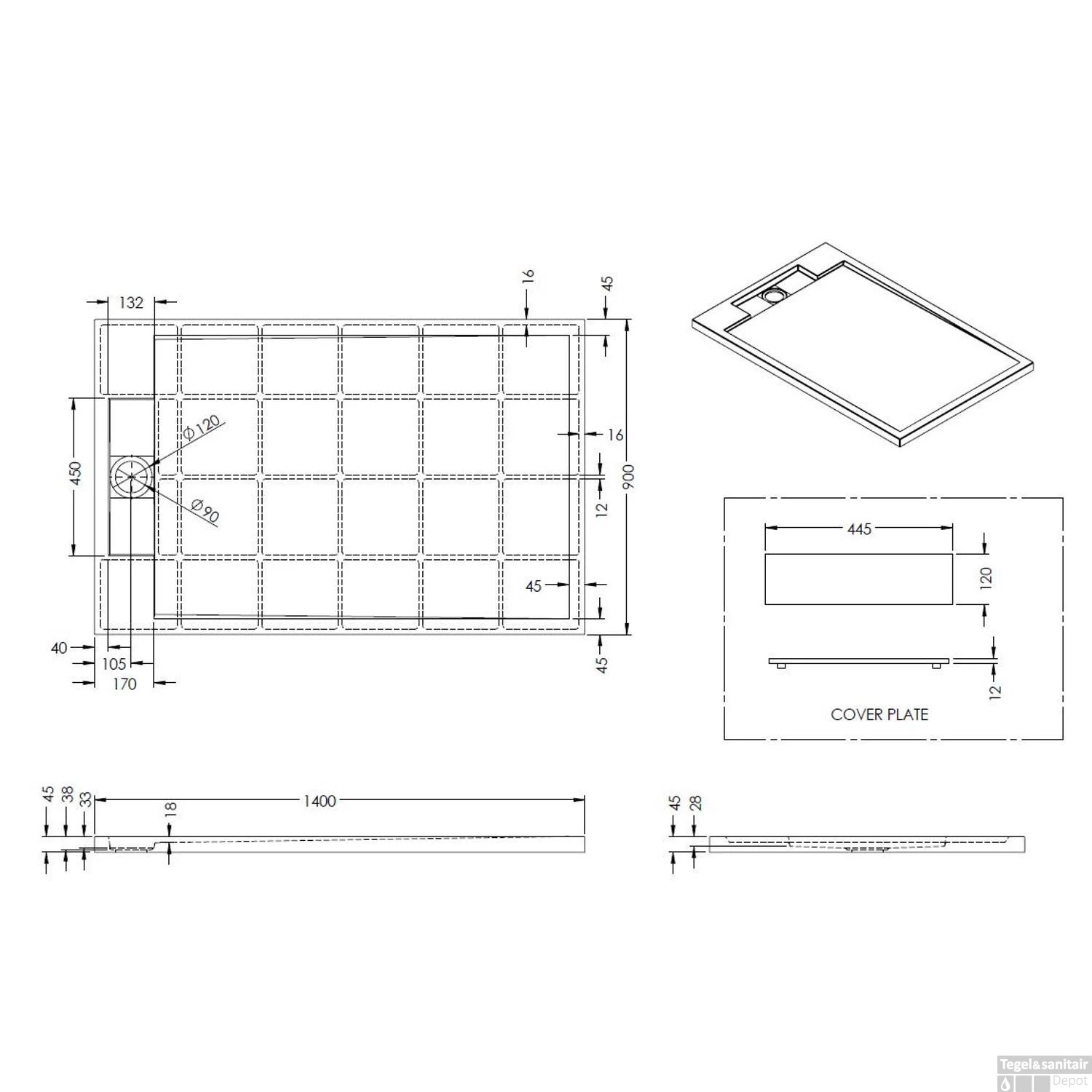 Douchebak Best Design Just Solid Decent 140x90 Cm Mat Zwart 4 Douchebak Best Design Just Solid Decent 140x90 Cm Mat Zwart - Afbeelding 2