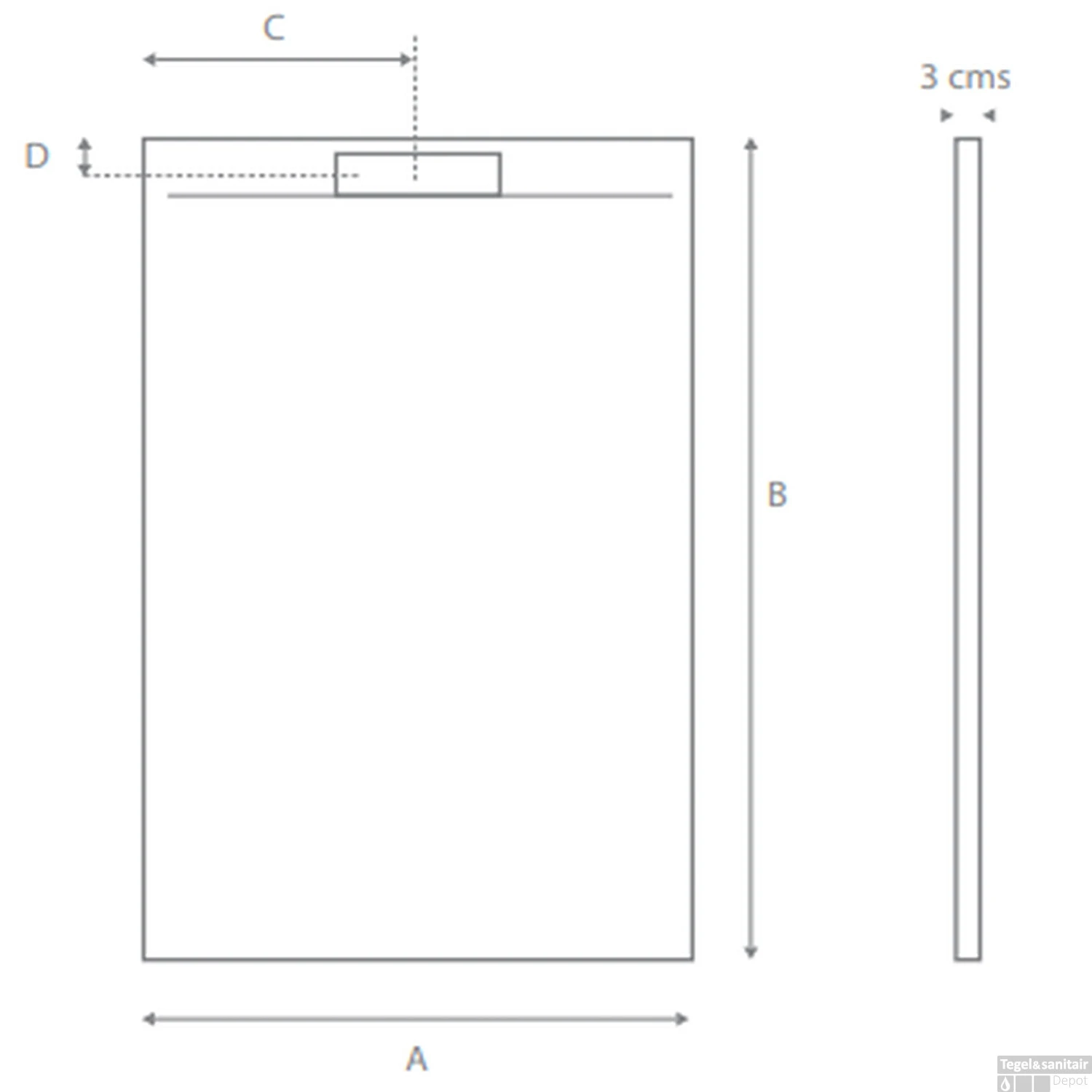 Douchebak Boss & Wessing Talpo 160x90x3 Cm Composietsteen Mat Grijs 5 Douchebak Boss & Wessing Talpo 160x90x3 Cm Composietsteen Mat Grijs - Afbeelding 3