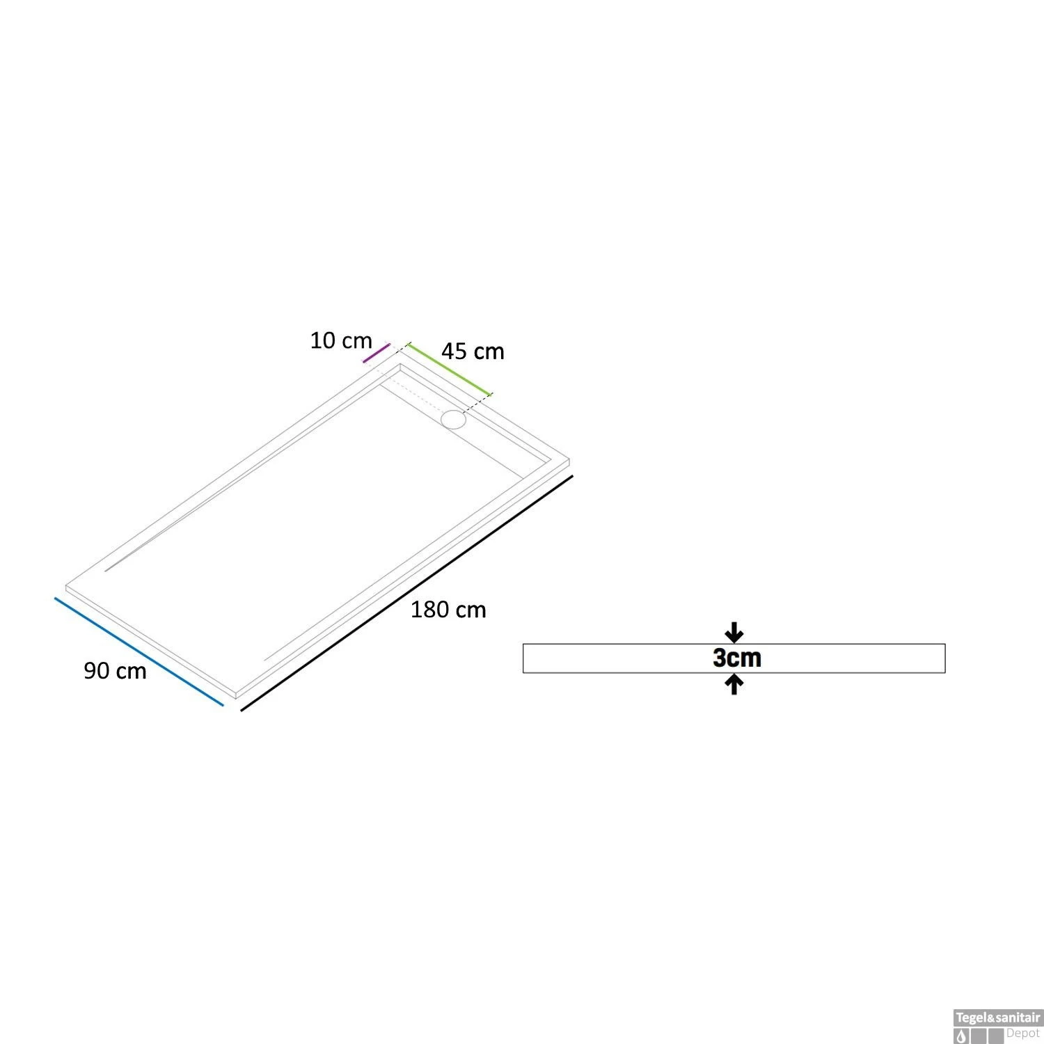 Douchebak Boss & Wessing Veroni Elite 180x90 Cm Composietsteen Wit 4 Douchebak Boss & Wessing Veroni Elite 180x90 Cm Composietsteen Wit - Afbeelding 2