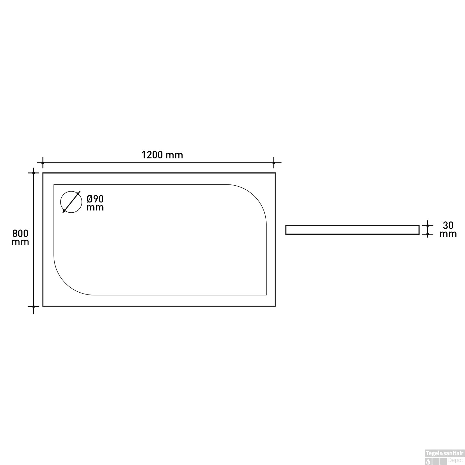 Douchebak VM Go Argon 120x80x3cm Polybeton Rechthoek Wit Sanitair Coating 4 Douchebak VM Go Argon 120x80x3cm Polybeton Rechthoek Wit Sanitair Coating - Afbeelding 2