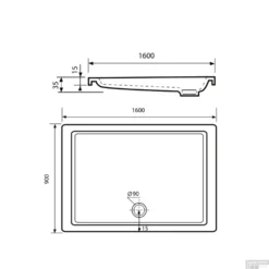Douchebak VM Go Eden 160x90x3.5cm Acryl Rechthoek Exclusief Potenset -Aanbiedingen Ontspan Bad Winkel douchebak vm go eden 160x90x3.5cm acryl rechthoek exclusief potenset vmk120662 tech