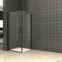 Douchecabine Boss & Wessing 100x100x200 Cm Klapdeur 8mm Nano Coating Mat Zwart