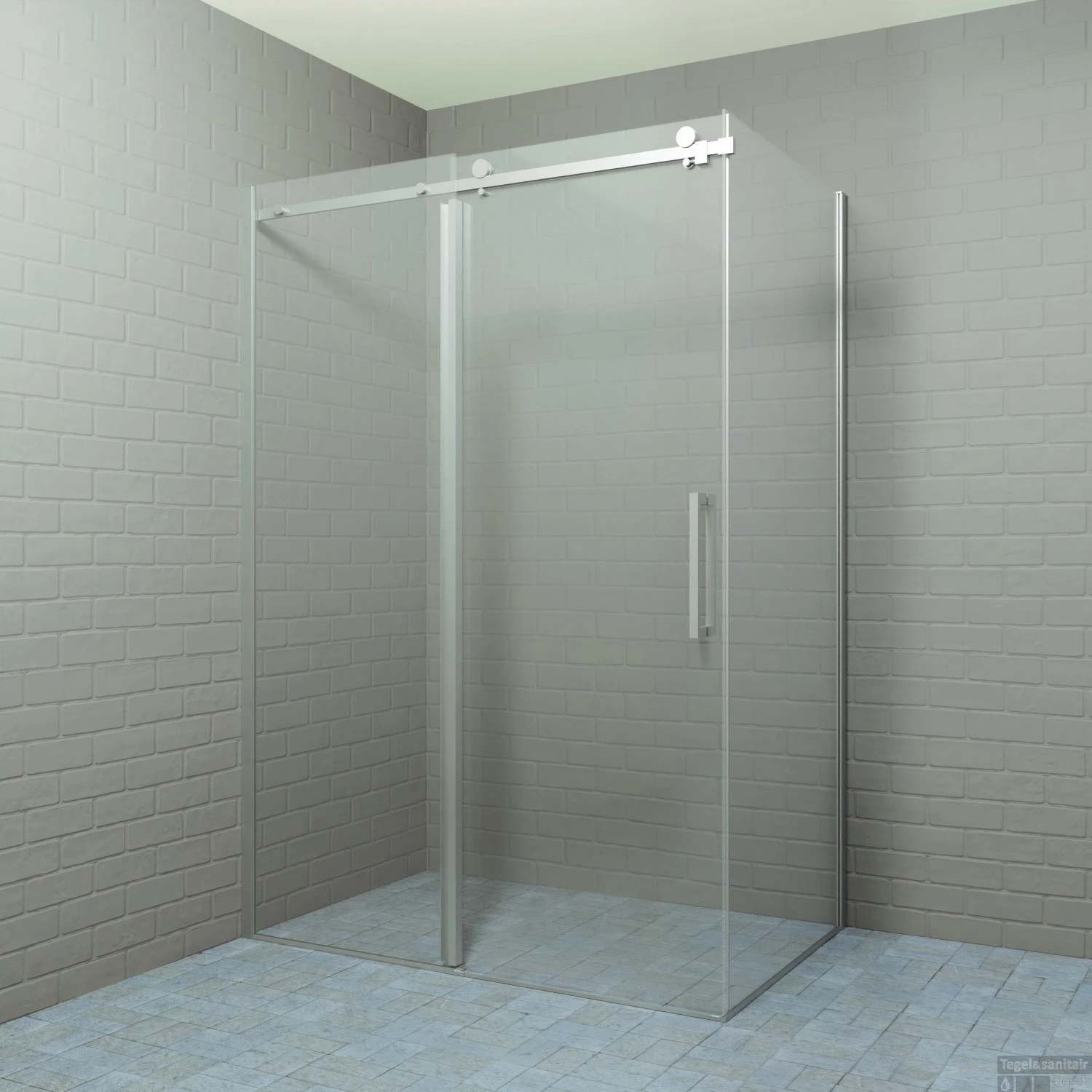 Douchecabine Boss & Wessing Rollo Schuifdeur 140x80/90 Cm 8 Mm Nano Coating RVS Look