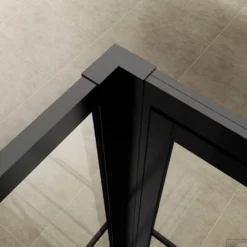 BWS Douchecabine Frame 120x120 Cm 8 Mm NANO Glas Mat Zwart Raster -Aanbiedingen Ontspan Bad Winkel douchecabine bws frame detail1 11