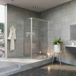 Douchecabine BWS Frame 120x80 Cm 8 Mm NANO Glas Met Raster RVS