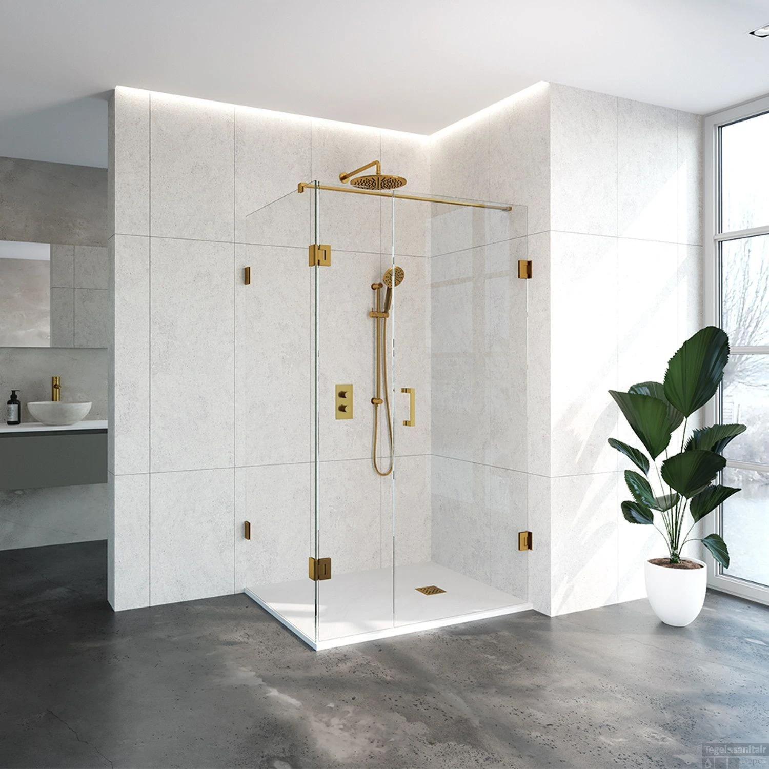 Douchecabine Compleet Just Creating Profielloos 3-Delig Dubbel Draaibaar 90x120 Cm Goud 4 Douchecabine Compleet Just Creating Profielloos 3-Delig Dubbel Draaibaar 90x120 Cm Goud - Afbeelding 2