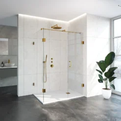 Douchecabine Compleet Just Creating Profielloos 3-Delig 90x140 Cm Goud -Aanbiedingen Ontspan Bad Winkel douchecabine compleet just creating profielloos 3 delig 90x140