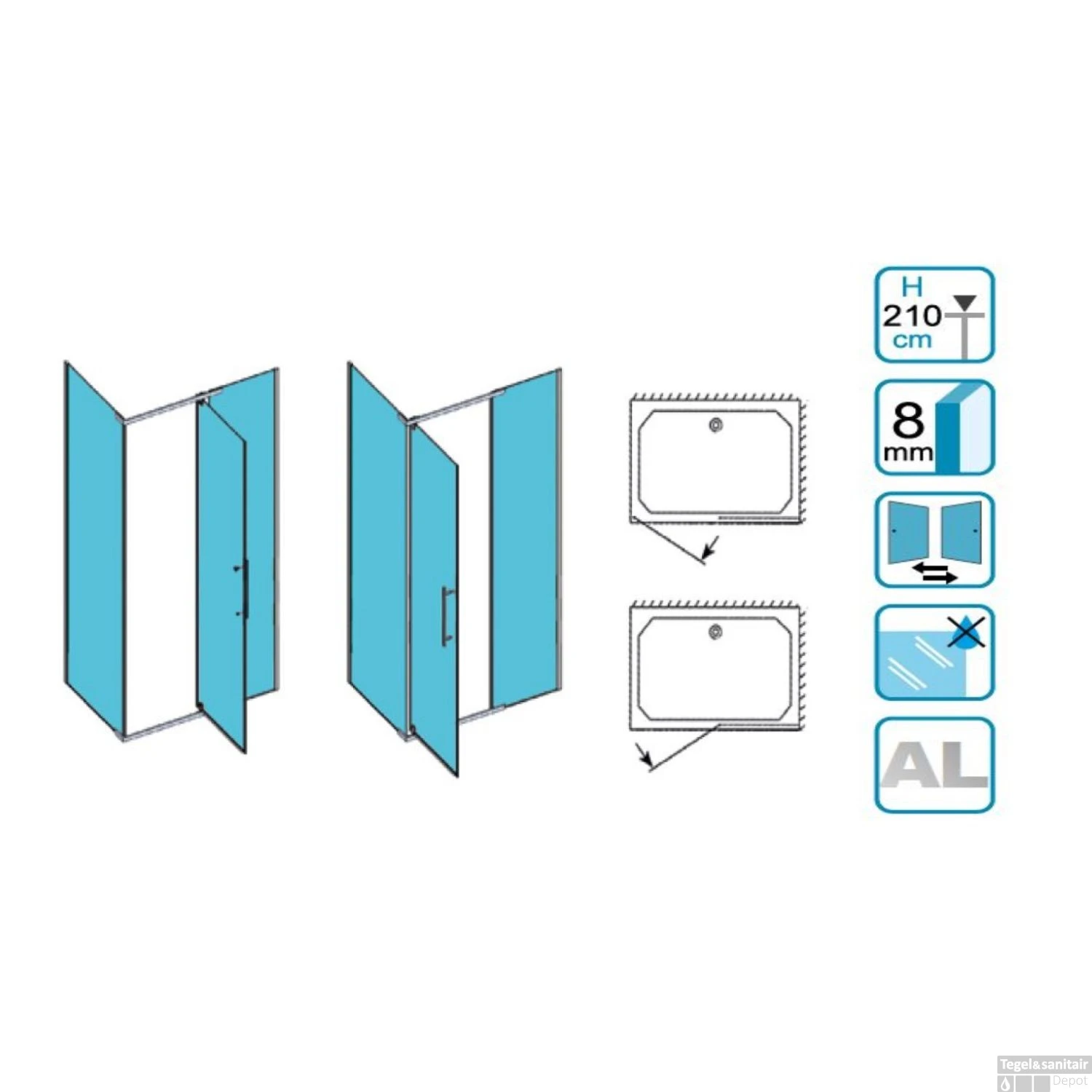 Douchecabine Lacus Lampedusa 90 Met Klapdeur 8mm Helder Glas 5 Douchecabine Lacus Lampedusa 90 Met Klapdeur 8mm Helder Glas - Afbeelding 3