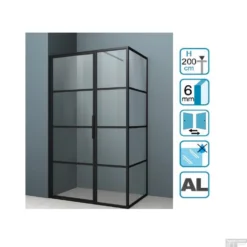 Douchecabine Driedelig Lacus Tremiti 75 6mm Helder Glas Mat Zwart Aluminium Profiel -Aanbiedingen Ontspan Bad Winkel douchecabine lacus tremiti mat zwart aluminium profiel detail 2