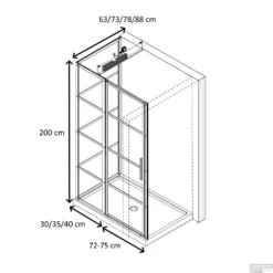 Douchecabine Driedelig Lacus Tremiti 75 6mm Helder Glas Mat Zwart Aluminium Profiel -Aanbiedingen Ontspan Bad Winkel douchecabine lacus tremiti mat zwart aluminium profiel 75 tech