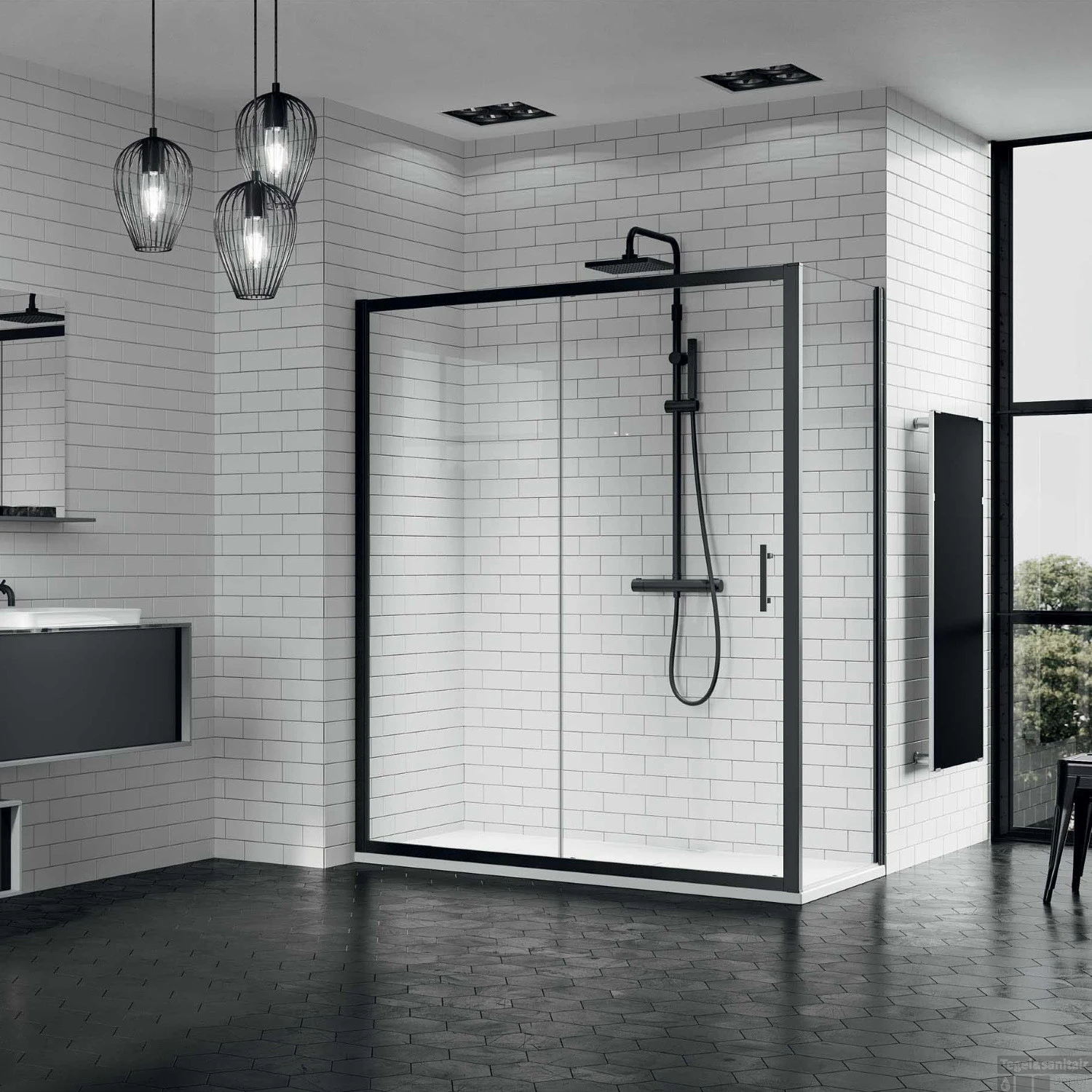 Douchecabine Novellini Zephyros Met Schuifdeur Helder Glas 116x195 Cm Mat Zwart Profiel 3 Douchecabine Novellini Zephyros Met Schuifdeur Helder Glas 116x195 Cm Mat Zwart Profiel