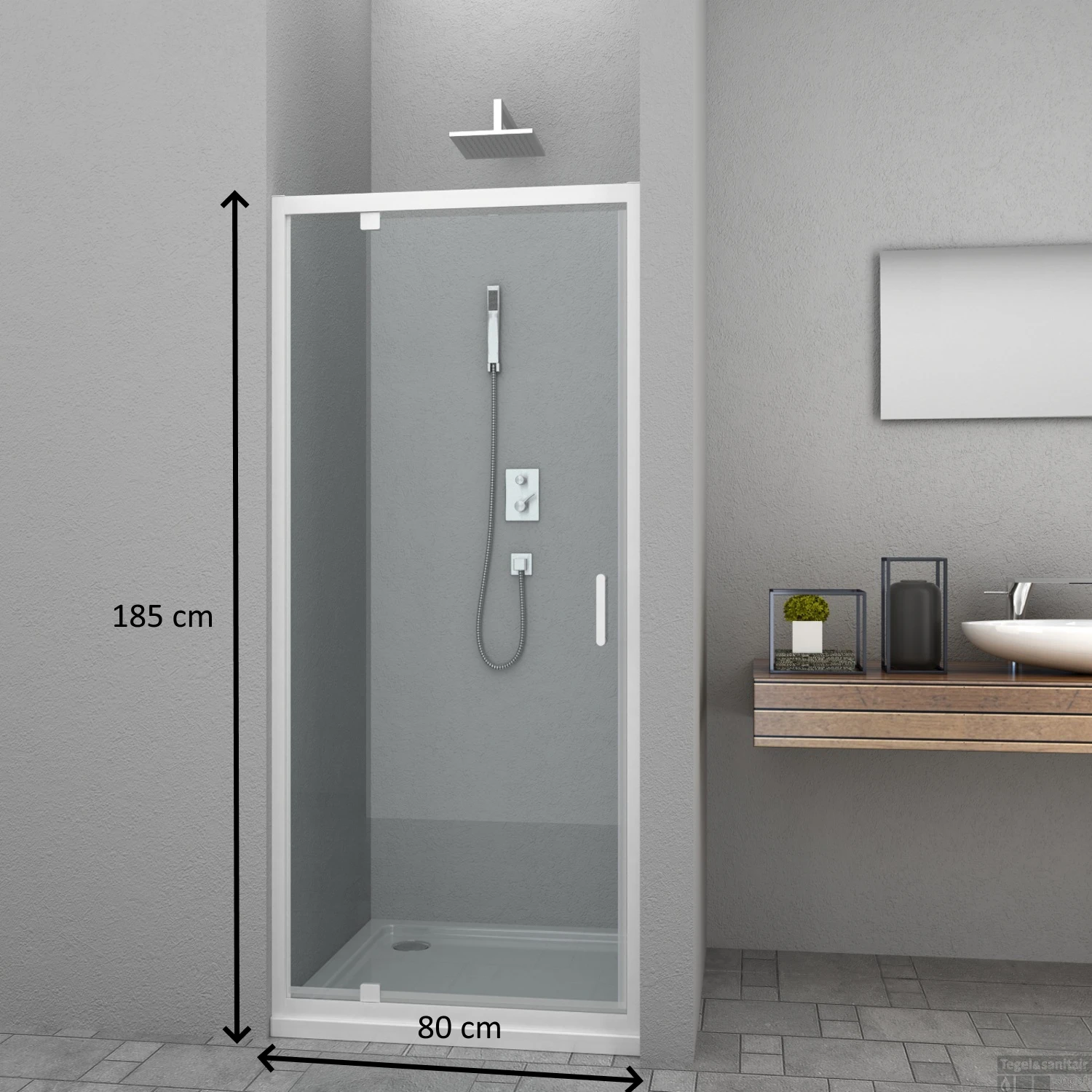 Douchedeur Allibert Happy 80x185 Cm 4mm Helder Glas Wit 4 Douchedeur Allibert Happy 80x185 Cm 4mm Helder Glas Wit - Afbeelding 2