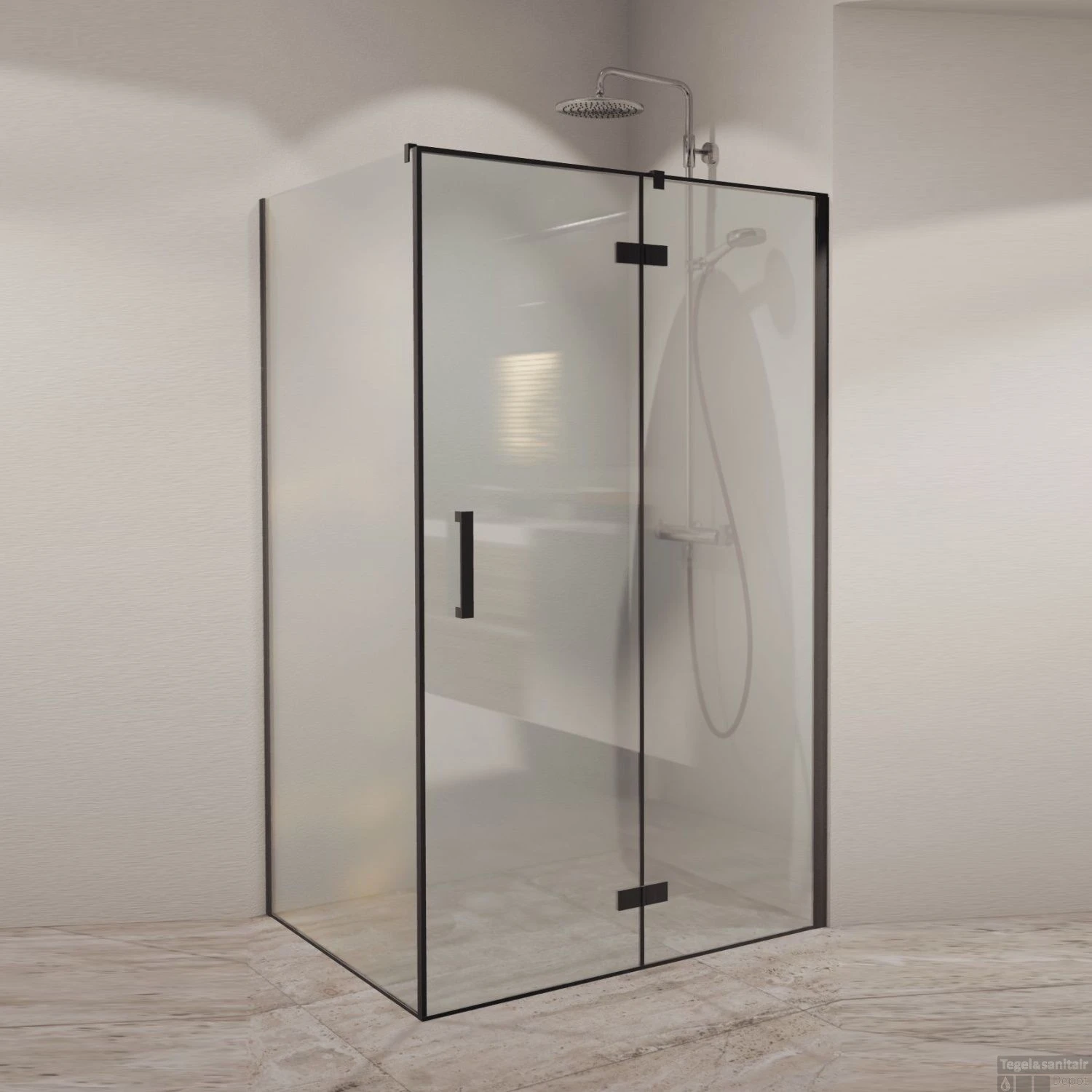 Douchecabine Boss & Wessing PC NIZ 90x... Cm 8mm Veiligheidsglas NANO Coating Mat Zwart