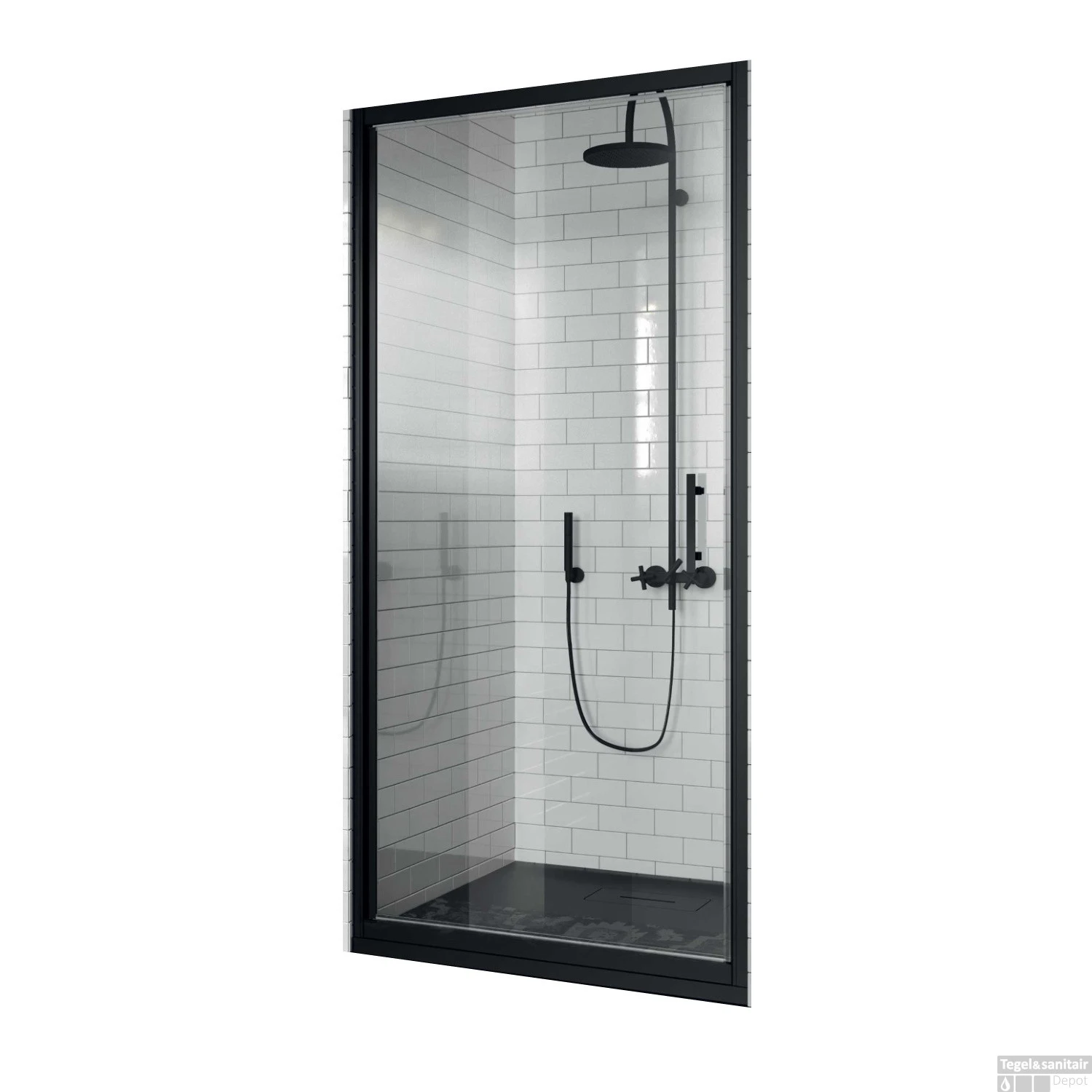 Douchedeur Draaibaar Novellini Zephyros G Helder Glas 66x195 Cm Mat Zwart Profiel 5 Douchedeur Draaibaar Novellini Zephyros G Helder Glas 66x195 Cm Mat Zwart Profiel - Afbeelding 3