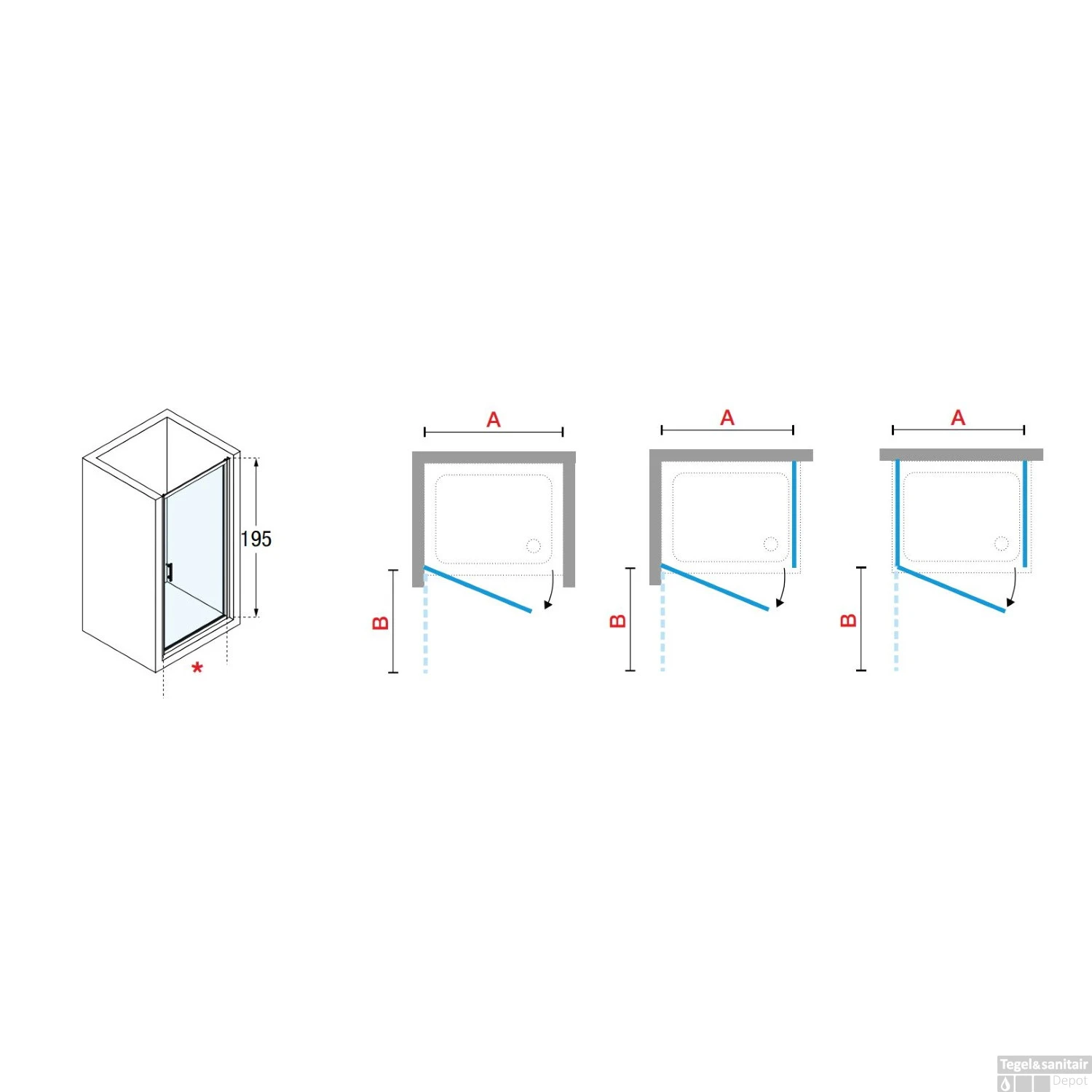 Douchedeur Draaibaar Novellini Zephyros G Helder Glas 66x195 Cm Mat Zwart Profiel 4 Douchedeur Draaibaar Novellini Zephyros G Helder Glas 66x195 Cm Mat Zwart Profiel - Afbeelding 2