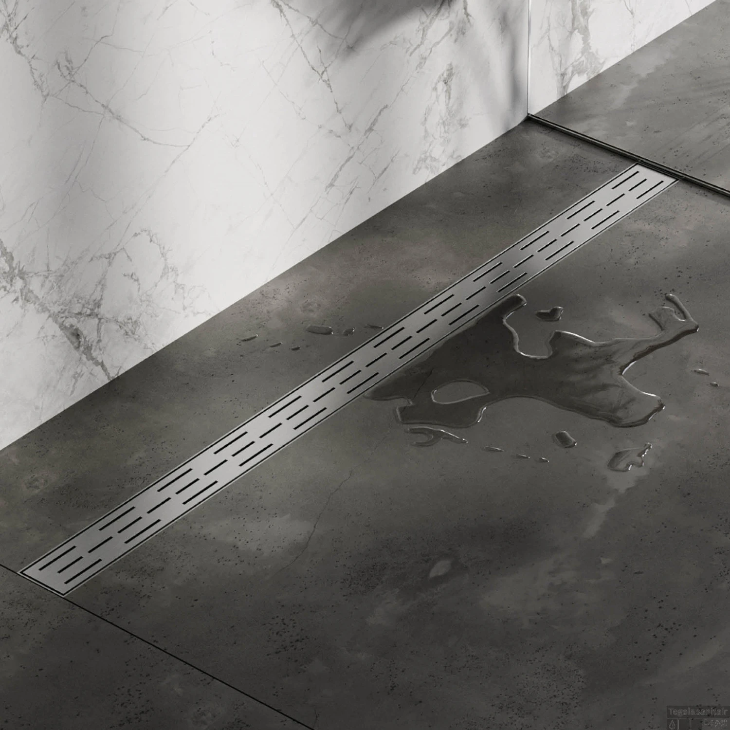 Douchegoot Brauer StanDrain 120x7 Cm RVS Vloerflens Inclusief Kunststof Sifon Verstelbare Poten - Afbeelding 3