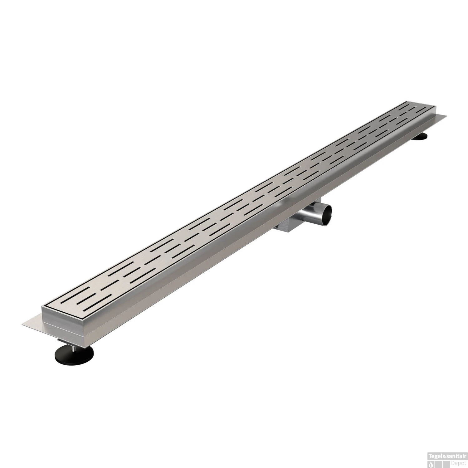 Douchegoot Brauer StanDrain 120x7 Cm RVS Vloerflens Inclusief Kunststof Sifon Verstelbare Poten