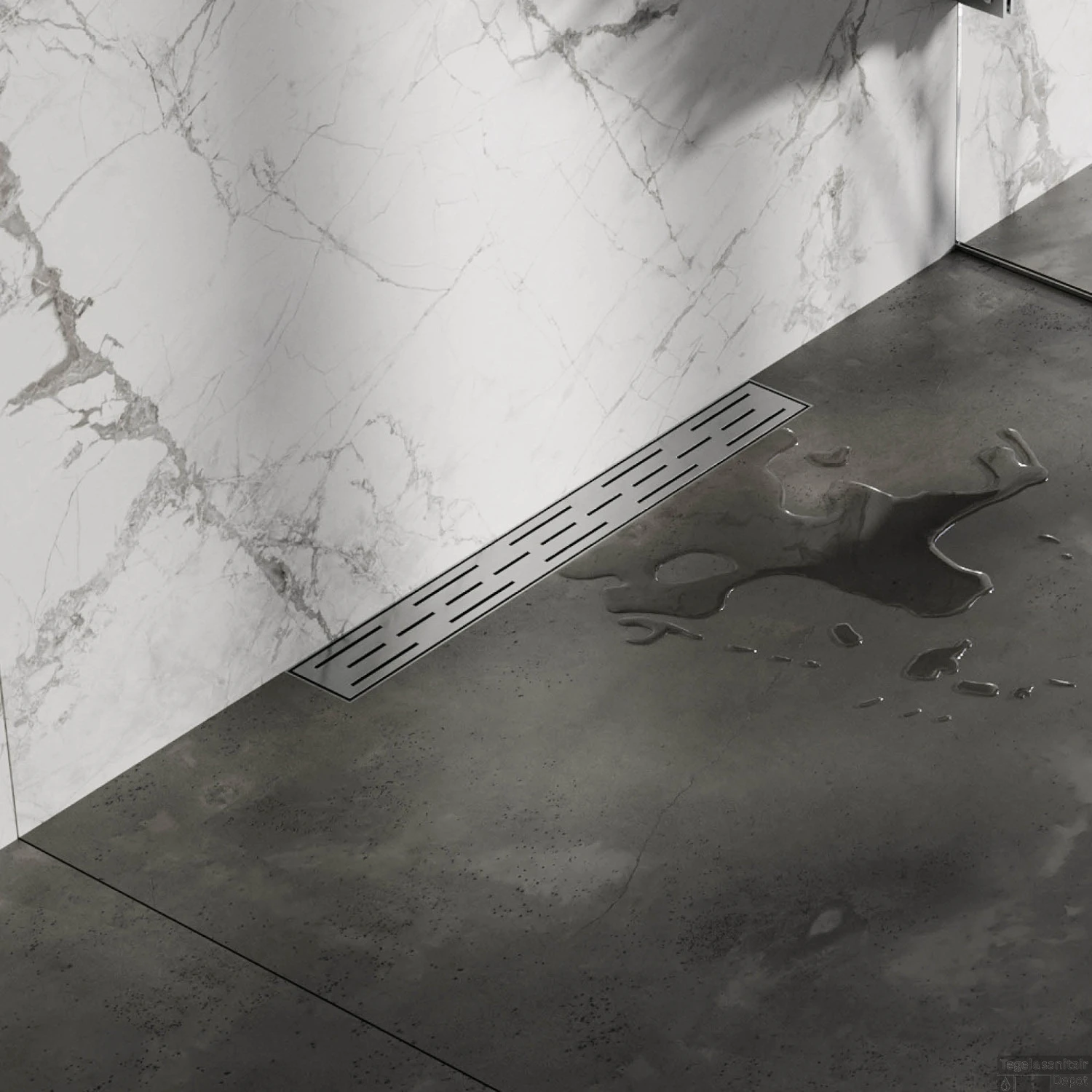 Douchegoot Brauer WallDrain RVS Geborsteld Muur Montage 50x7 Cm Inclusief Sifon Kunststof Standaard Rooster 5 Douchegoot Brauer WallDrain RVS Geborsteld Muur Montage 50x7 Cm Inclusief Sifon Kunststof Standaard Rooster - Afbeelding 3