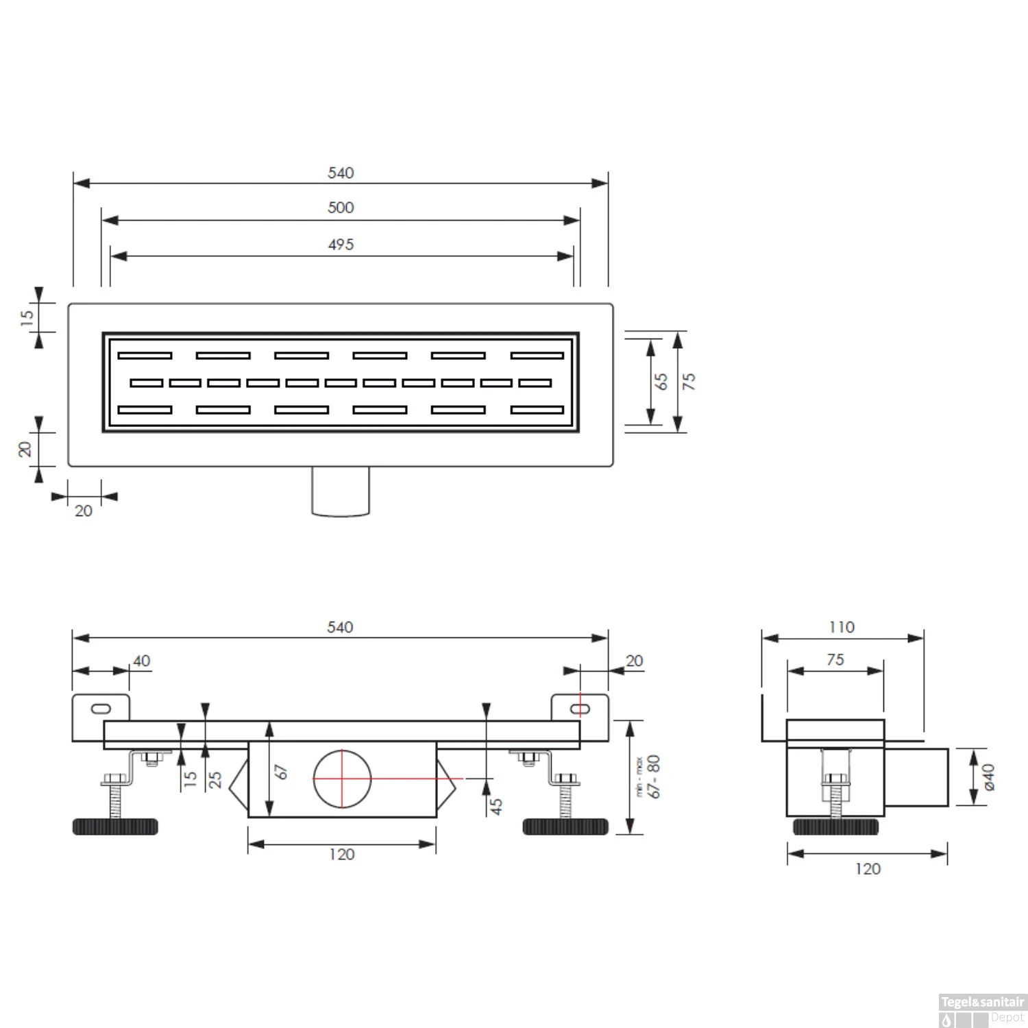 Douchegoot Brauer WallDrain RVS Geborsteld Muur Montage 50x7 Cm Inclusief Sifon Kunststof Standaard Rooster 6 Douchegoot Brauer WallDrain RVS Geborsteld Muur Montage 50x7 Cm Inclusief Sifon Kunststof Standaard Rooster - Afbeelding 4