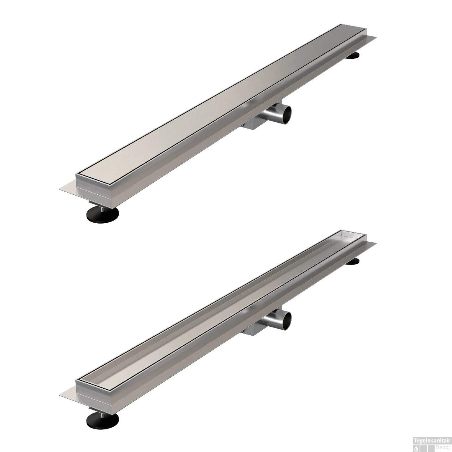 Douchegoot Brauer Zero RVS Inclusief Vloerflens 90x7 Cm Tegelinlegrooster Omkeerbaar