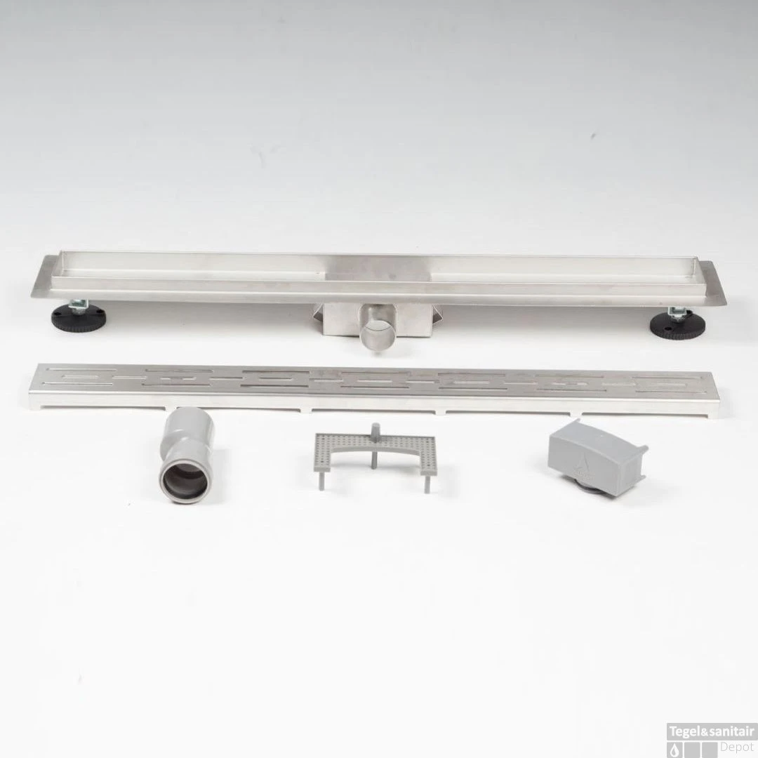 Douchegoot Brauer RVS Vloerflens Inclusief Kunststof Sifon Verstelbare Poten (Alle Maten) - Afbeelding 2