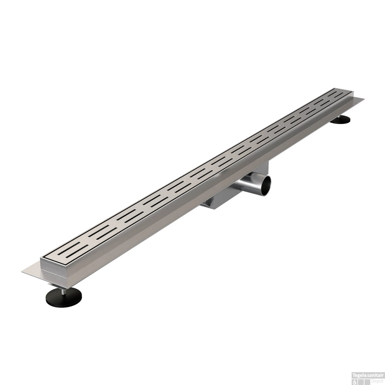 Douchegoot Brauer Small 90x5 Cm RVS Vloerflens Inclusief Kunststof Sifon Verstelbare Poten