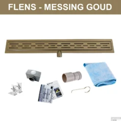 Messing Goud RVS Douchegoot Flens Met Uitneembaar Sifon MESSING GOUD ROOSTER (alle Maten)