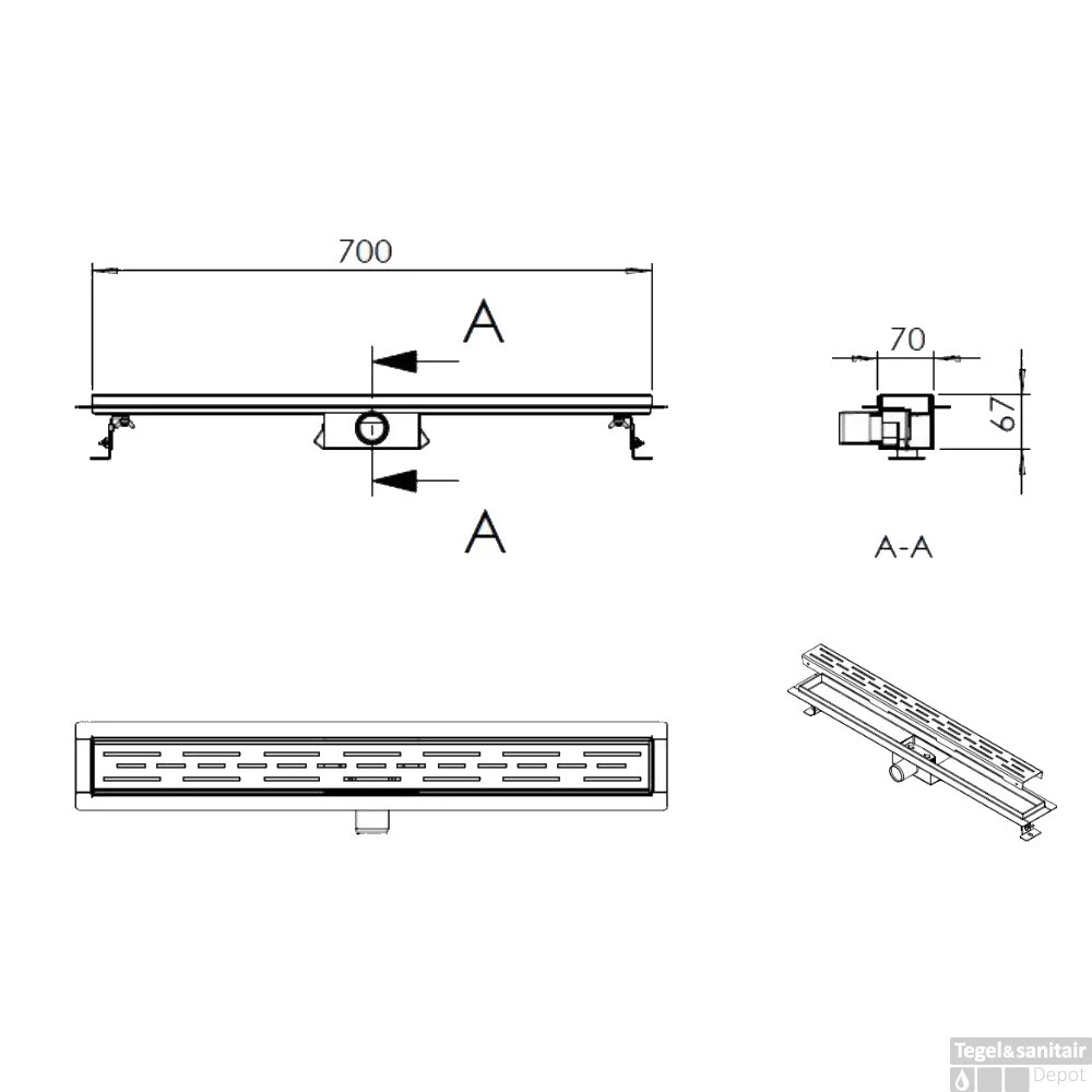 Douchegoot Zwart Wiesbaden Met Flens Uitneembaar Sifon 80x7cm 6.7cm Diep Mat Zwart 5 Douchegoot Zwart Wiesbaden Met Flens Uitneembaar Sifon 80x7cm 6.7cm Diep Mat Zwart - Afbeelding 3