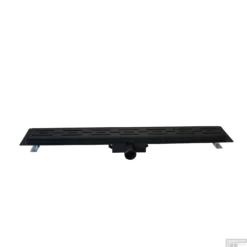 Douchegoot Zwart Wiesbaden Met Flens Uitneembaar Sifon 80x7cm 6.7cm Diep Mat Zwart