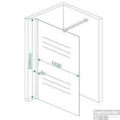 Douchewand Wiesbaden 110x200cm 10mm NANO Coating -Aanbiedingen Ontspan Bad Winkel douchewand 110x200cm muurprofiel nano antikalk coating technische tekening