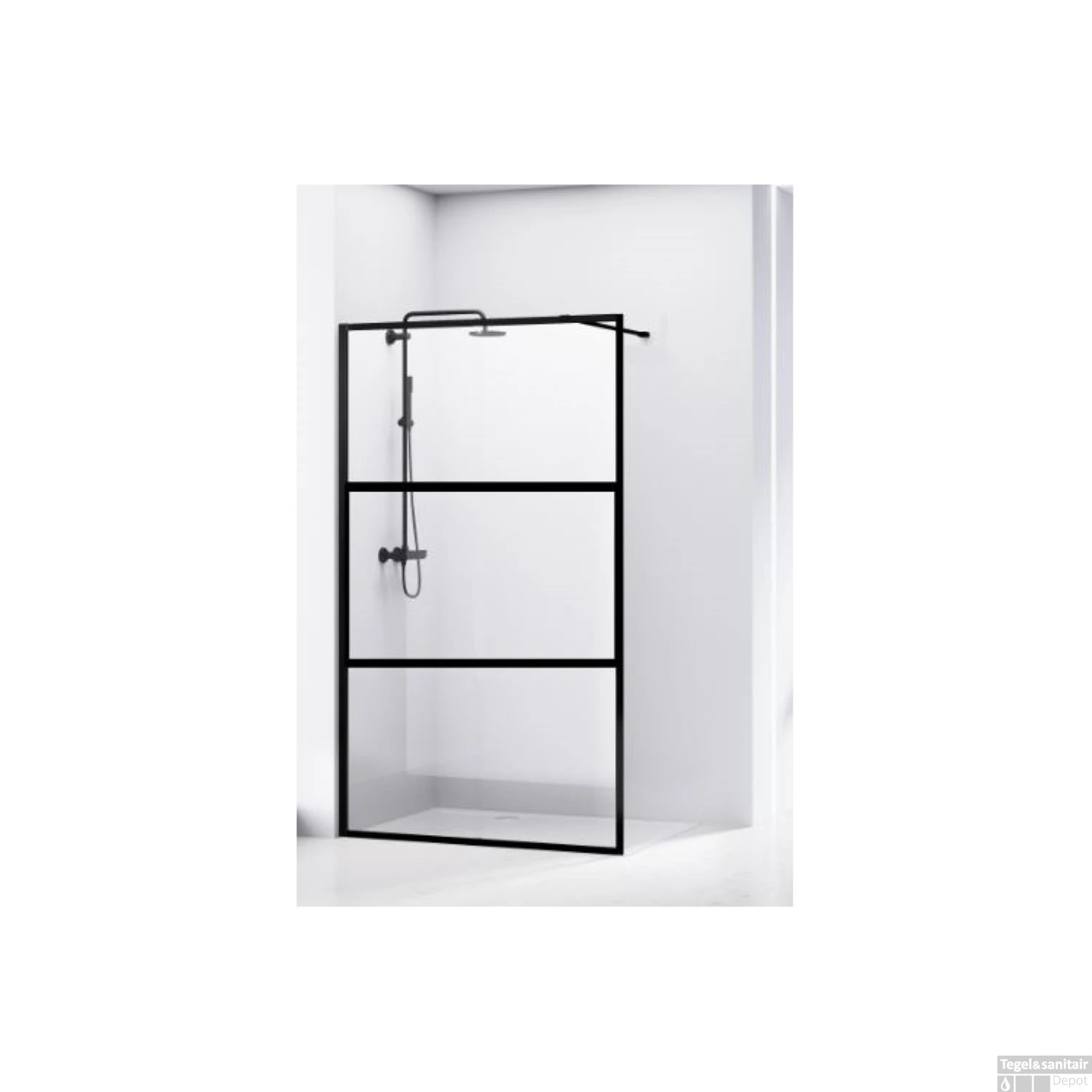 Douchewand Van Rijn ST04 Helder Glas 8 Mm Aluminium Profiel Zwart 100x200 Cm - Afbeelding 3