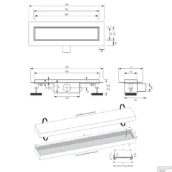Douchegoot Brauer Mat Zwart Inclusief Vloerflens 70x7 Cm Zero Tegelinlegrooster Omkeerbaar -Aanbiedingen Ontspan Bad Winkel dr mrf70s tec