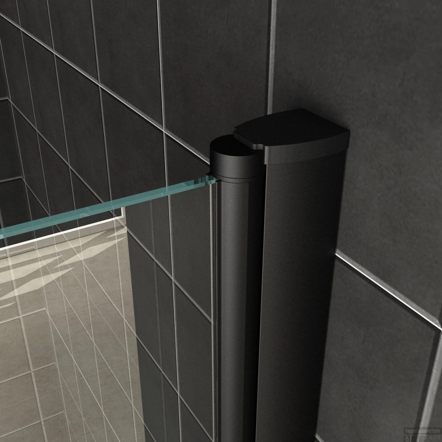 Draaibare Badwand Wiesbaden Orbit 80x150 Cm 6mm NANO Coating Mat Zwart