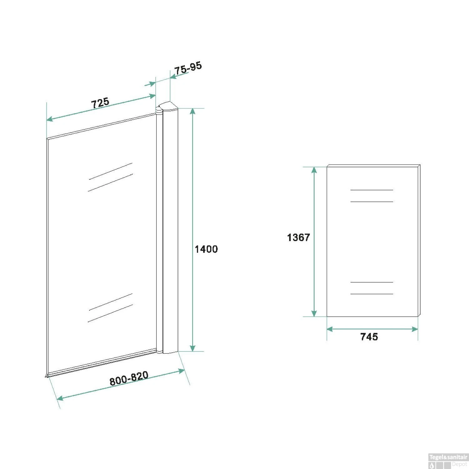 Draaibare Badwand Wiesbaden Orbit 80x150 Cm 6mm NANO Coating Mat Zwart - Afbeelding 4
