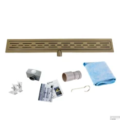 Messing Goud RVS Douchegoot Flens Met Uitneembaar Sifon 50x7cm 6,7cm Diep MESSING GOUD ROOSTER -Aanbiedingen Ontspan Bad Winkel flens 50cm messing goud shop