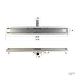 RVS Douchegoot Flens Met Uitneembaar Sifon 30x7cm 6,7cm Diep STANDAARD ROOSTER -Aanbiedingen Ontspan Bad Winkel flens design rooster 30cm tech