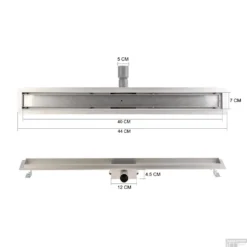 RVS Douchegoot Flens Met Uitneembaar Sifon 40x7cm 6,7cm Diep STANDAARD ROOSTER -Aanbiedingen Ontspan Bad Winkel flens design rooster 40cm tech