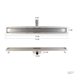 RVS Douchegoot Flens Met Uitneembaar Sifon 70x7cm 6,7cm Diep STANDAARD ROOSTER -Aanbiedingen Ontspan Bad Winkel flens design rooster 70cm tech