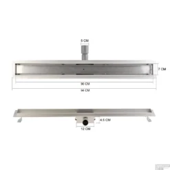 RVS Douchegoot Flens Met Uitneembaar Sifon 90x7cm 6,7cm Diep STANDAARD ROOSTER -Aanbiedingen Ontspan Bad Winkel flens design rooster 90cm tech