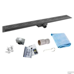 Mat Antraciete RVS Douchegoot Flens Met Uitneembaar Sifon 40x7cm 6,7cm Diep MAT ANTRACIET ROOSTER -Aanbiedingen Ontspan Bad Winkel flens design rooster mat antraciet 40cm shop