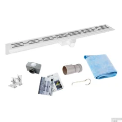 Mat Witte RVS Douchegoot Flens Met Uitneembaar Sifon 160x7cm 6,7cm Diep MAT WIT ROOSTER -Aanbiedingen Ontspan Bad Winkel flens design rooster mat wit 160cm shop