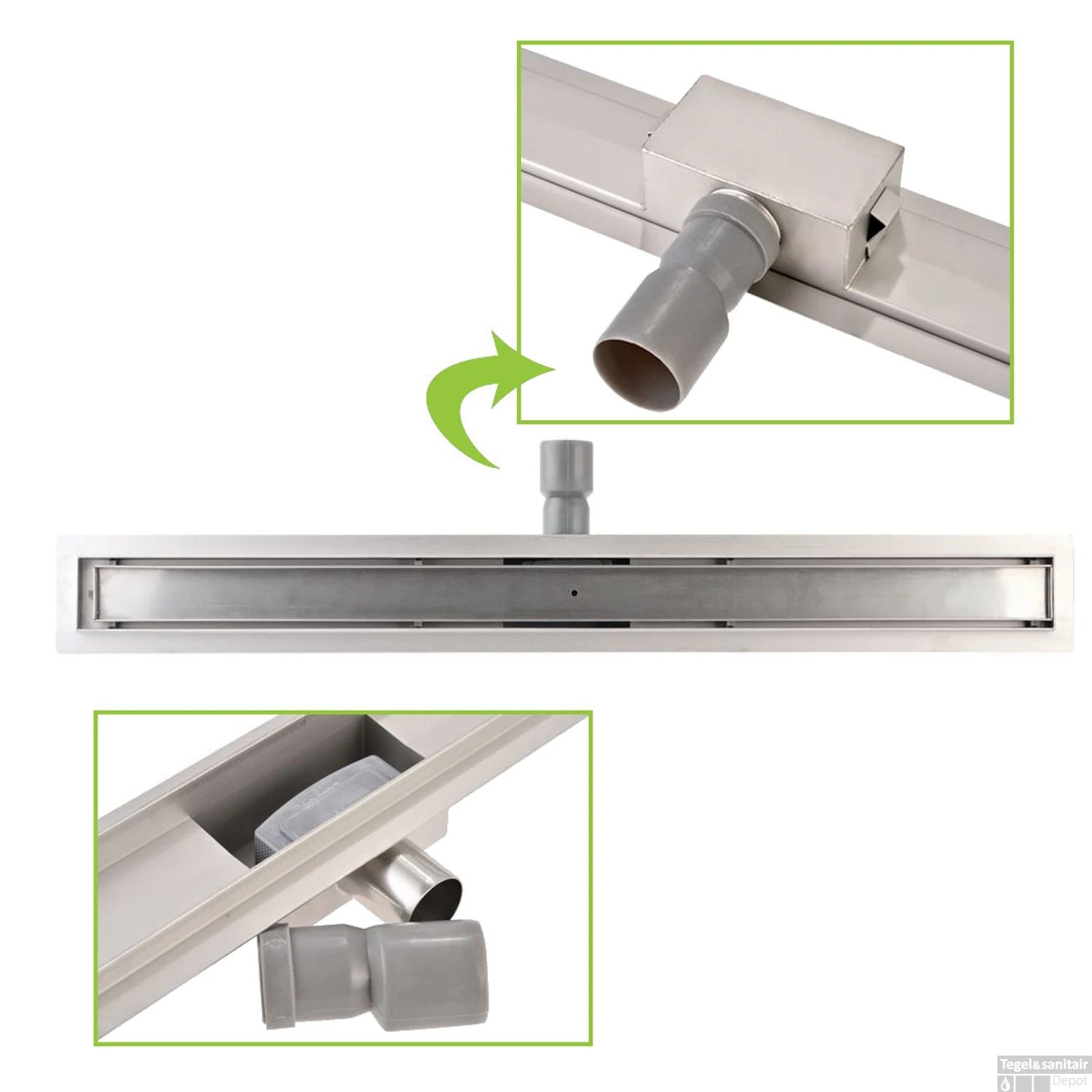 Mat Zwarte RVS Douchegoot Flens Met Uitneembaar Sifon 200x7cm 6,7cm Diep MAT ZWART ROOSTER 5 Mat Zwarte RVS Douchegoot Flens Met Uitneembaar Sifon 200x7cm 6,7cm Diep MAT ZWART ROOSTER - Afbeelding 3