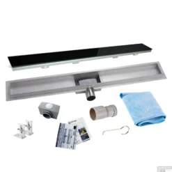 RVS Douchegoot Flens Met Uitneembaar Sifon 70x7cm 6,7cm Diep GLAS ROOSTER -Aanbiedingen Ontspan Bad Winkel flens glas rooster 70cm shop