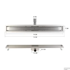 RVS Douchegoot Flens Met Uitneembaar Sifon 70x7cm 6,7cm Diep GLAS ROOSTER -Aanbiedingen Ontspan Bad Winkel flens glas rooster 70cm tech