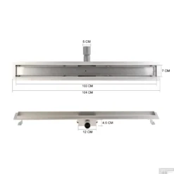 RVS Douchegoot Flens Met Uitneembaar Sifon 100x7cm 6,7cm Diep TEGELROOSTER MAT ZWART -Aanbiedingen Ontspan Bad Winkel flens tegel rooster 100cm mat zwart tech