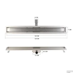 RVS Douchegoot Flens Met Uitneembaar Sifon 120x7cm 6,7cm Diep TEGEL ROOSTER -Aanbiedingen Ontspan Bad Winkel flens tegel rooster 120cm tech