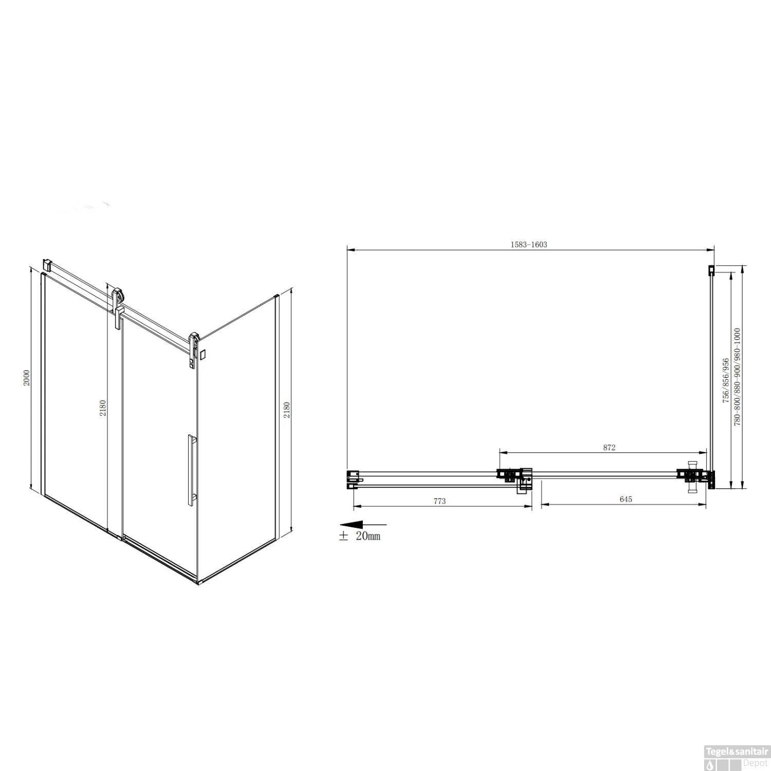 Nisdeur Sapho Volcano Schuifdeur 160x200 Cm 8 Mm Gecoat Glas - Afbeelding 10