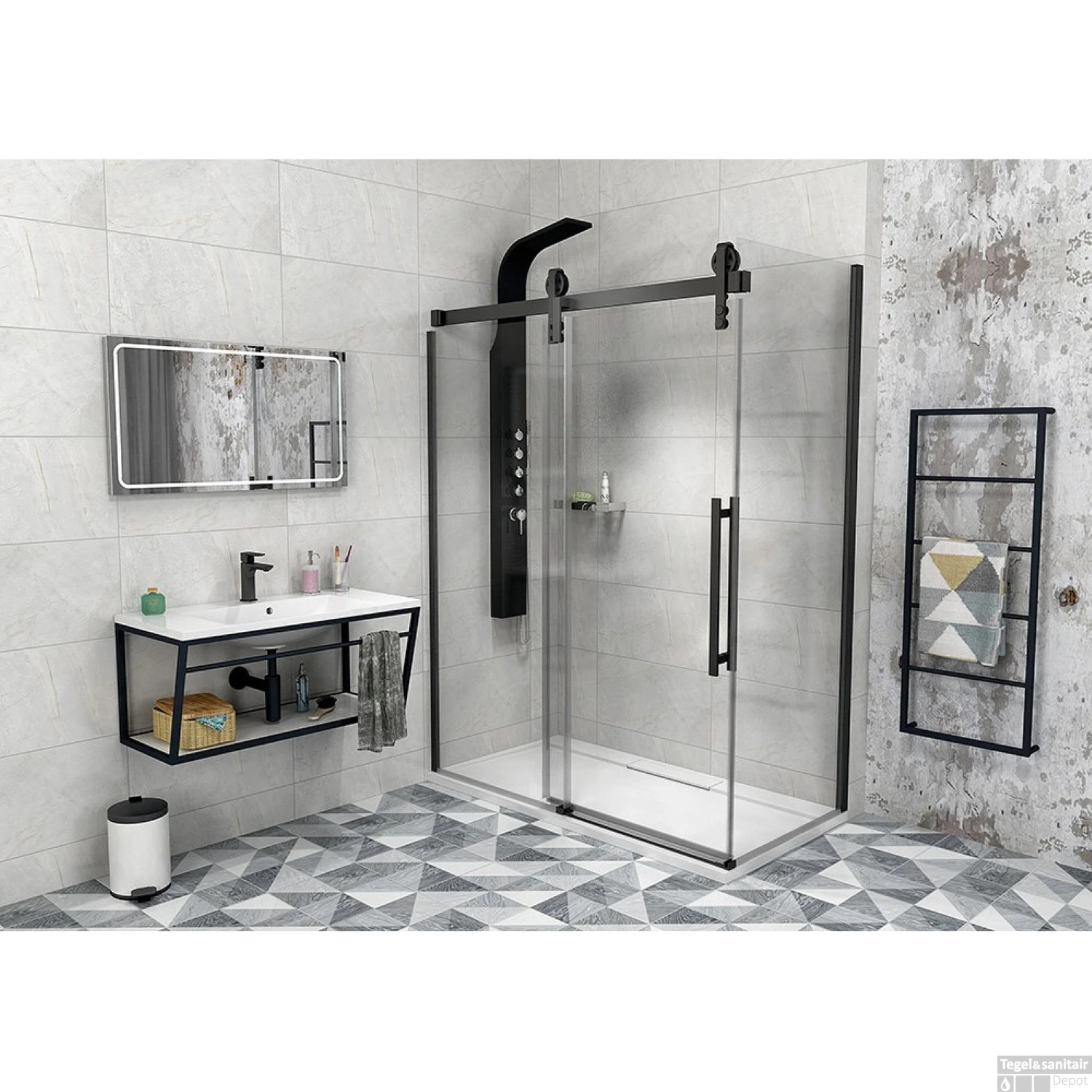 Zijwand Sapho Volcano 90x200 Cm 8 Mm Helder Glas Tbv Nisdeur Volcano Mat Zwart 4 Zijwand Sapho Volcano 90x200 Cm 8 Mm Helder Glas Tbv Nisdeur Volcano Mat Zwart - Afbeelding 2